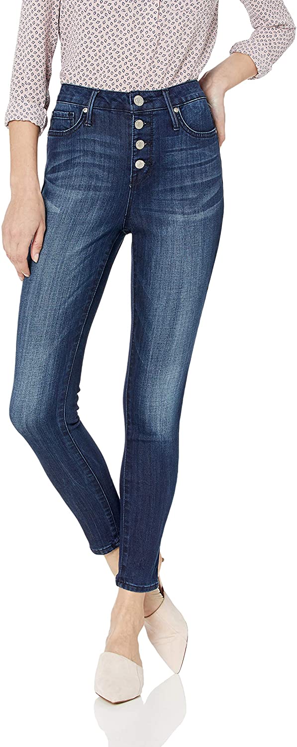 Price:$39.99 Seven7 Women's Ultra High Rise Ankle Skinny Exposed Button Front at Amazon Women's Jeans store