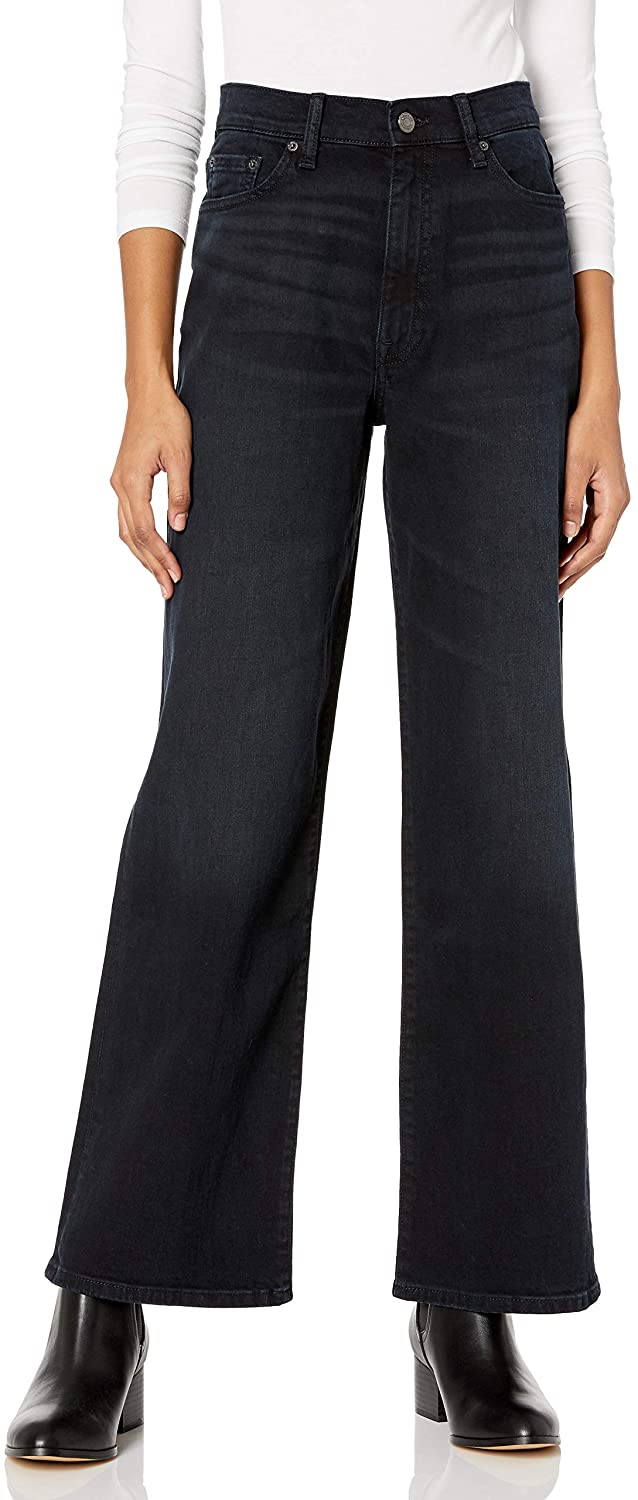Price:$49.90    The Drop Women's Lizzy High-Rise Wide Leg Marine Fit Jean  Clothing