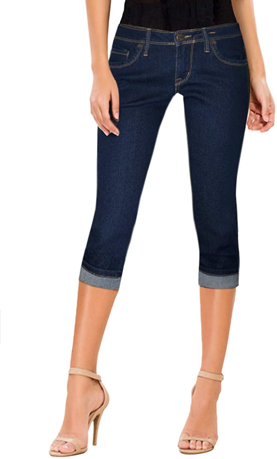 Price:$16.71 HyBrid & Company Women's Denim Capri Stretchy 19 inch/17 inch Cuffed at Amazon Women's Jeans store