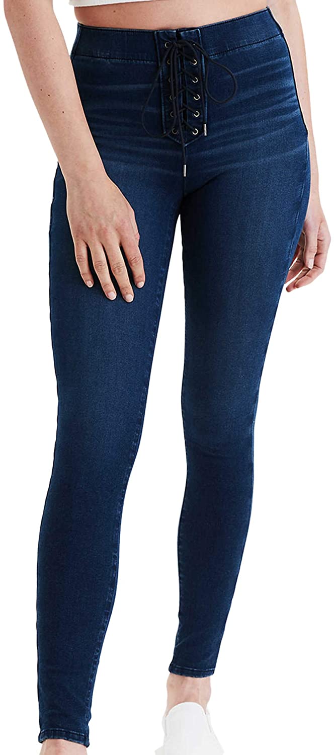 Price:$59.95 American Eagle Womens 3841936 Ne(x) t Level High-Waisted Pull-On Jegging, Medium Wash at Amazon Women's Jeans store