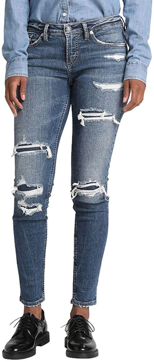 Price:$66.99    Silver Jeans Co. Women's Aiko Mid Rise Skinny Jeans  Clothing