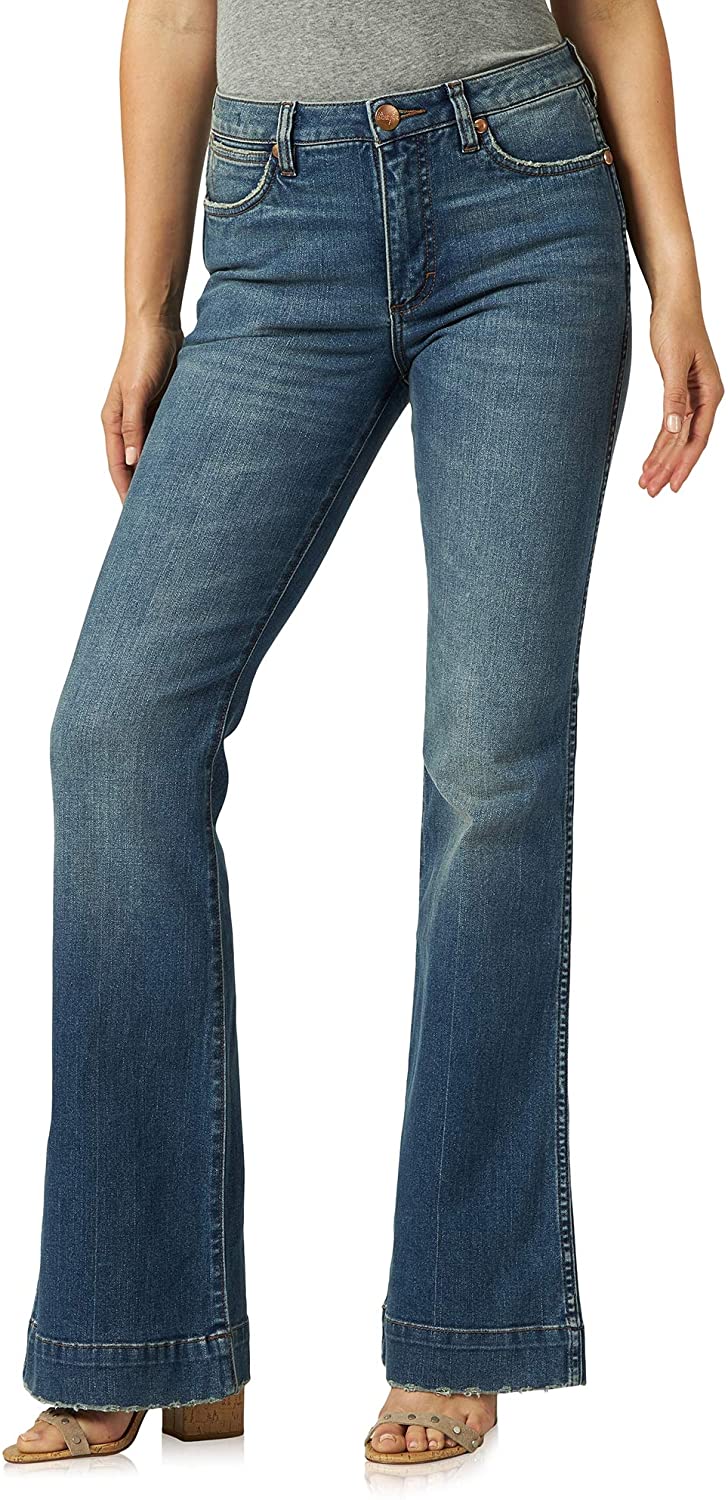 Price:$62.57 Wrangler Women’s Retro Premium Five Pocket High Rise Trouser Jean at Amazon Women’s Clothing store