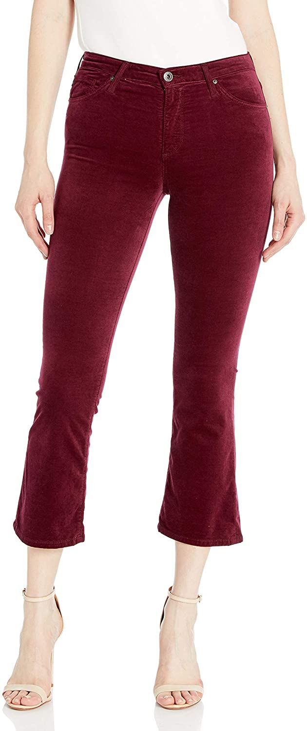 Price:$69.99    AG Adriano Goldschmied Women's High-Rise Slim Flare, Velvet Jodi Crop, Gooseberry  Clothing