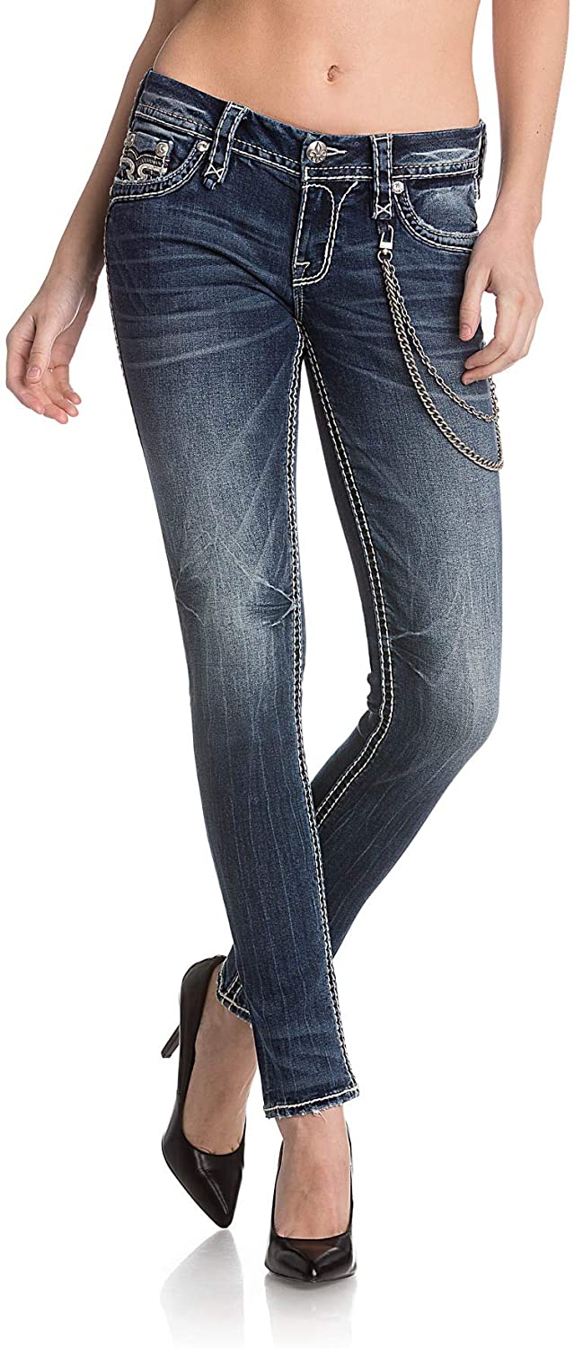 Price:$153.95 Rock Revival - Womens Sabri S203 Skinny Jeans with Fake Flap at Amazon Women's Jeans store