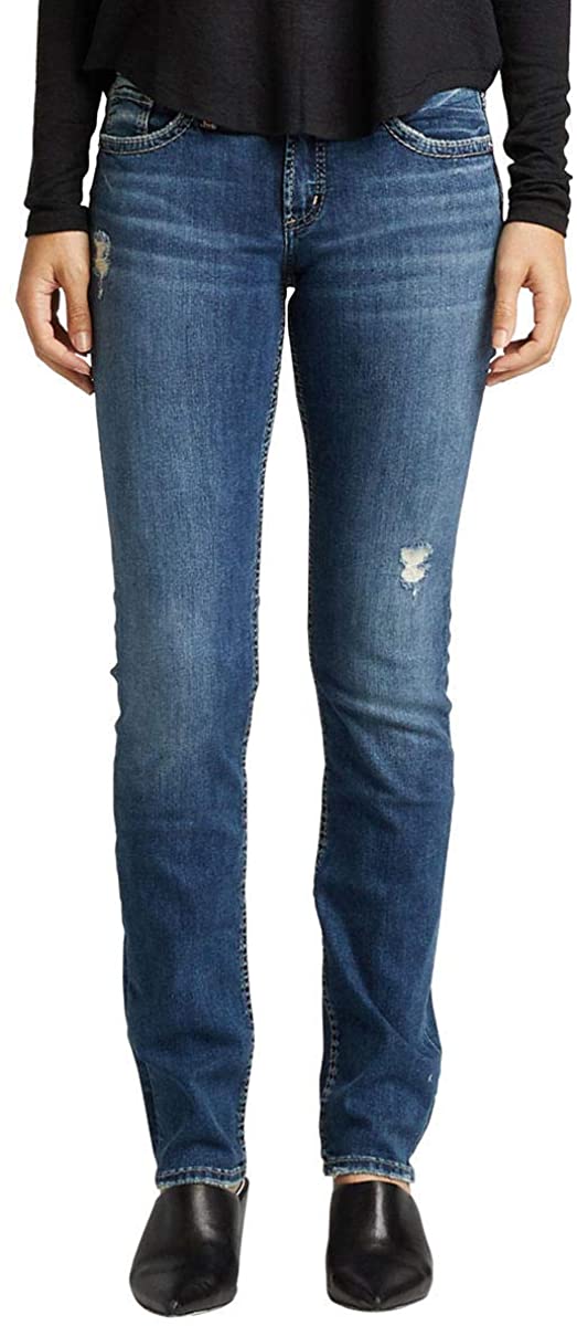 Price:$24.51    Silver Jeans Co. Women's Suki Mid Rise Straight Leg Jeans  Clothing