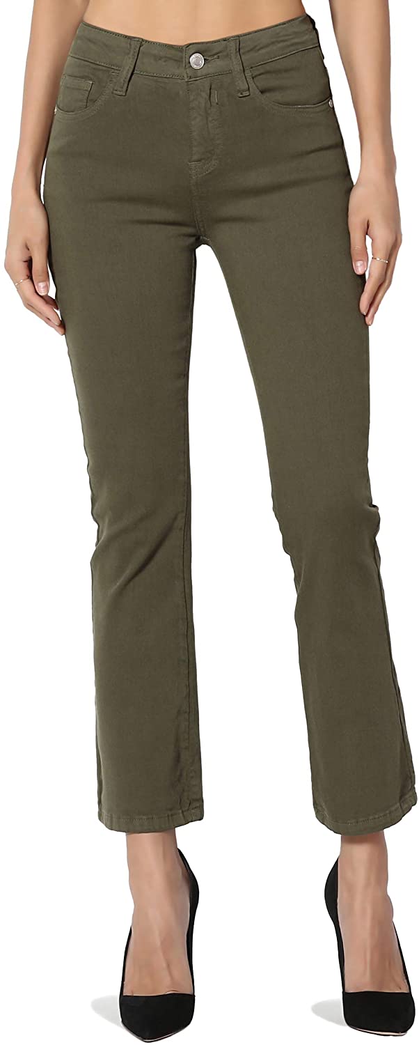 Price:$37.99    TheMogan Junior's Sleek Slimming Mid Rise Slim Kick Flare Cropped Boot Cut Jeans  Clothing