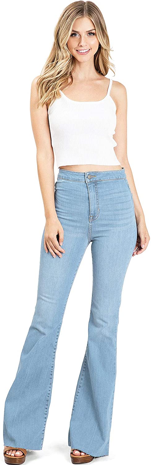 Price:$44.00 Cello Jeans Women's Juniors High Rise Stretchy Retro Flared Bell Bottoms at Amazon Women's Jeans store