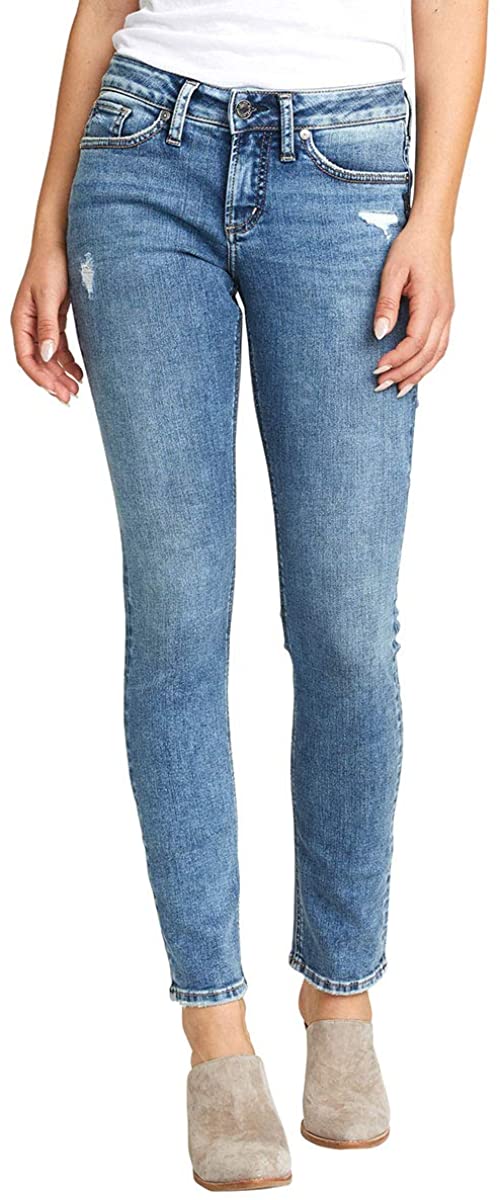 Price:$60.35    Silver Jeans Co. Women's Suki Curvy Fit Mid Rise Slim Leg Jeans  Clothing