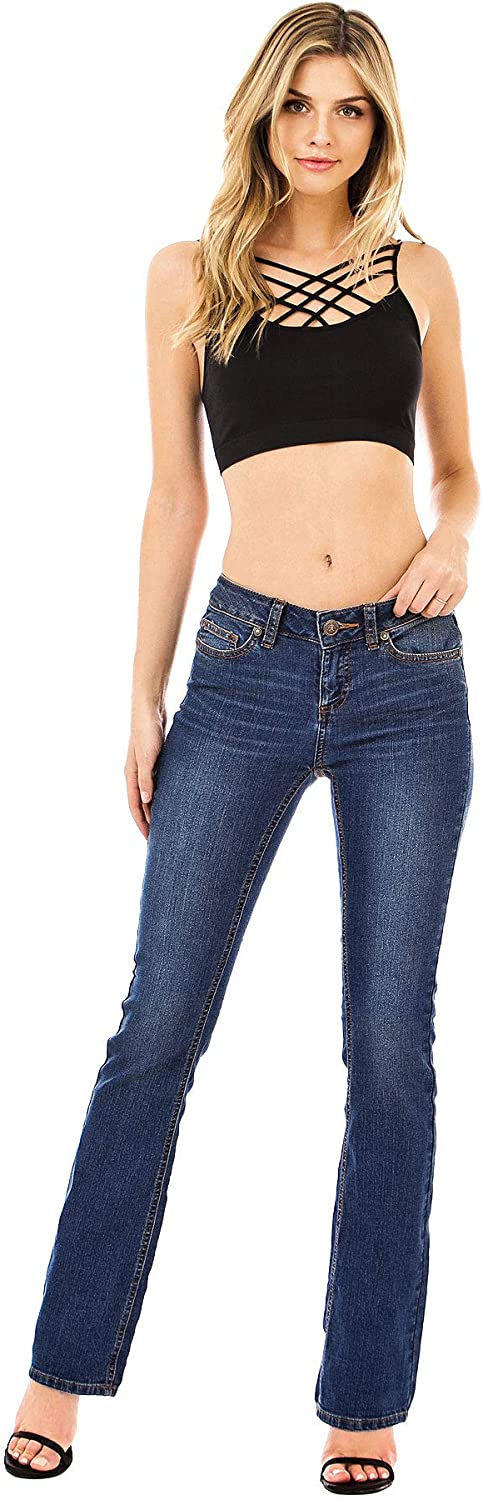 Price:$24.99 Wax Jeans Women's Juniors Low Rise Boot Cut Denim + Free Bra or Belt at Amazon Women's Jeans store