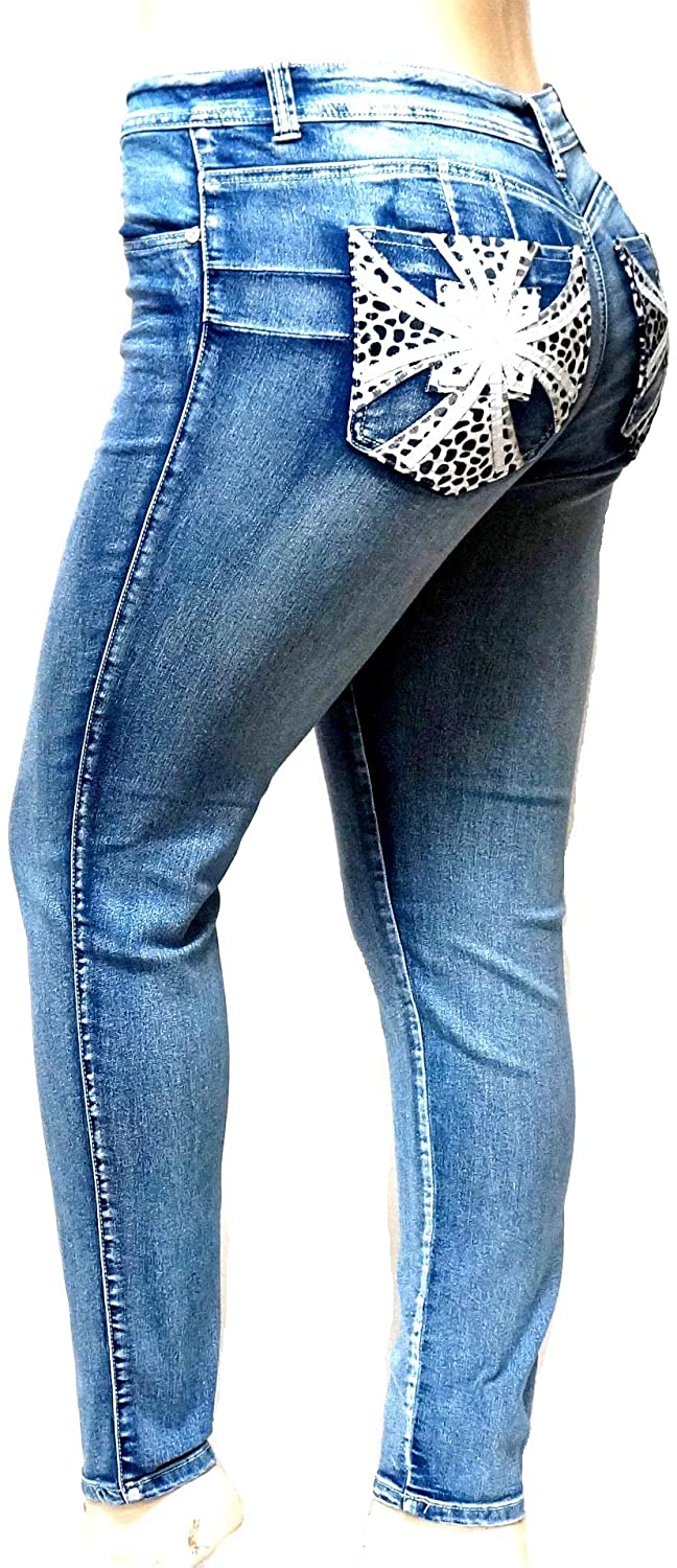 Price:$24.99 Jack David Women's Plus Size Stretch Acid Bliue Denim Skinny Jeans Premium Pants at Amazon Women's Jeans store