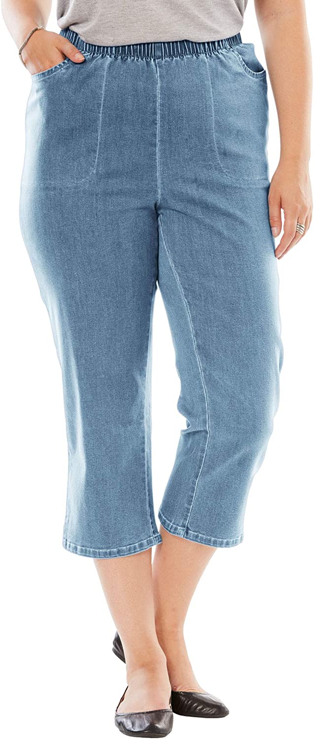 Price:$20.47 Woman Within Women's Plus Size Capri Fineline Jean at Amazon Women's Jeans store
