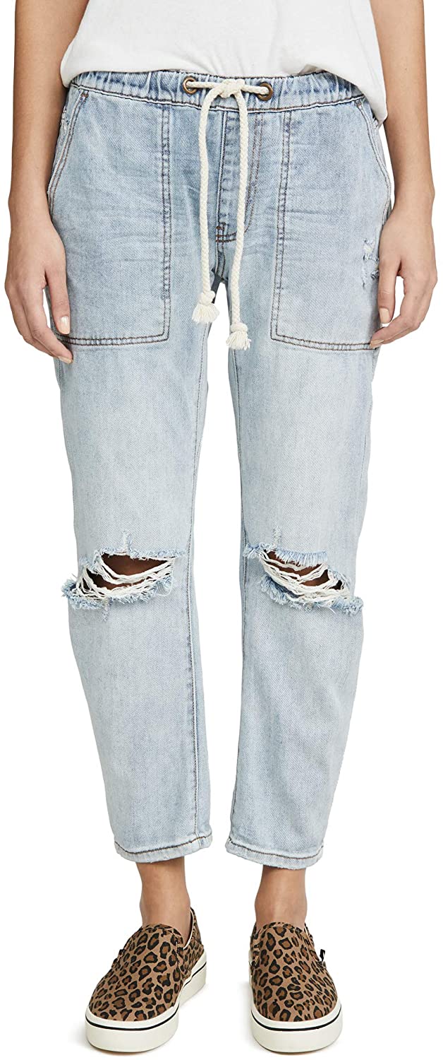 Price:$148.00    One Teaspoon Women's Shabbies Drawstring Boyfriend Jeans  Clothing