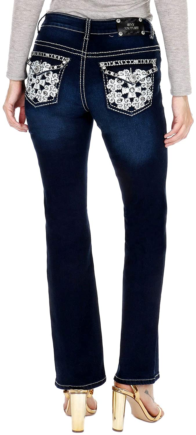 Price:$26.99 Clash/Jack David/Rich Girl/Sexy Couture Premium Women's Curvy Basic Bootcut/Straight Leg Blue Denim Jeans Stretch Pants at Amazon Women's Jeans store
