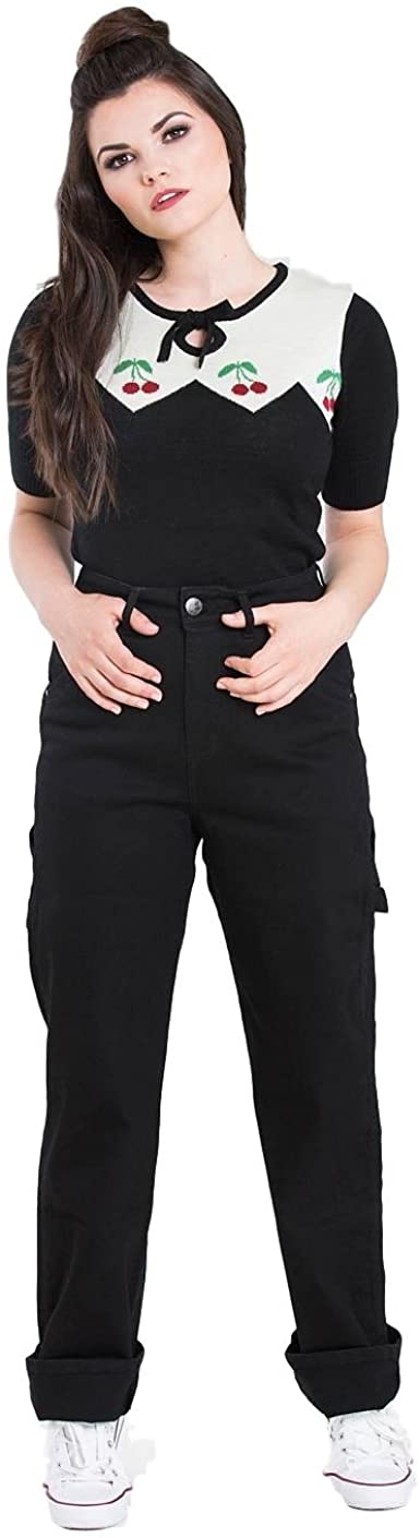 Price:$39.43 Hell Bunny Carpenter Denim Jeans 40s 50s Vintage Retro Rockabilly Trousers Pants at Amazon Women's Jeans store