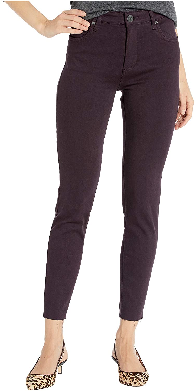 Price:$35.60    KUT from the Kloth Donna High-Rise Ankle Skinny Raw Hem in Eggplant  Clothing
