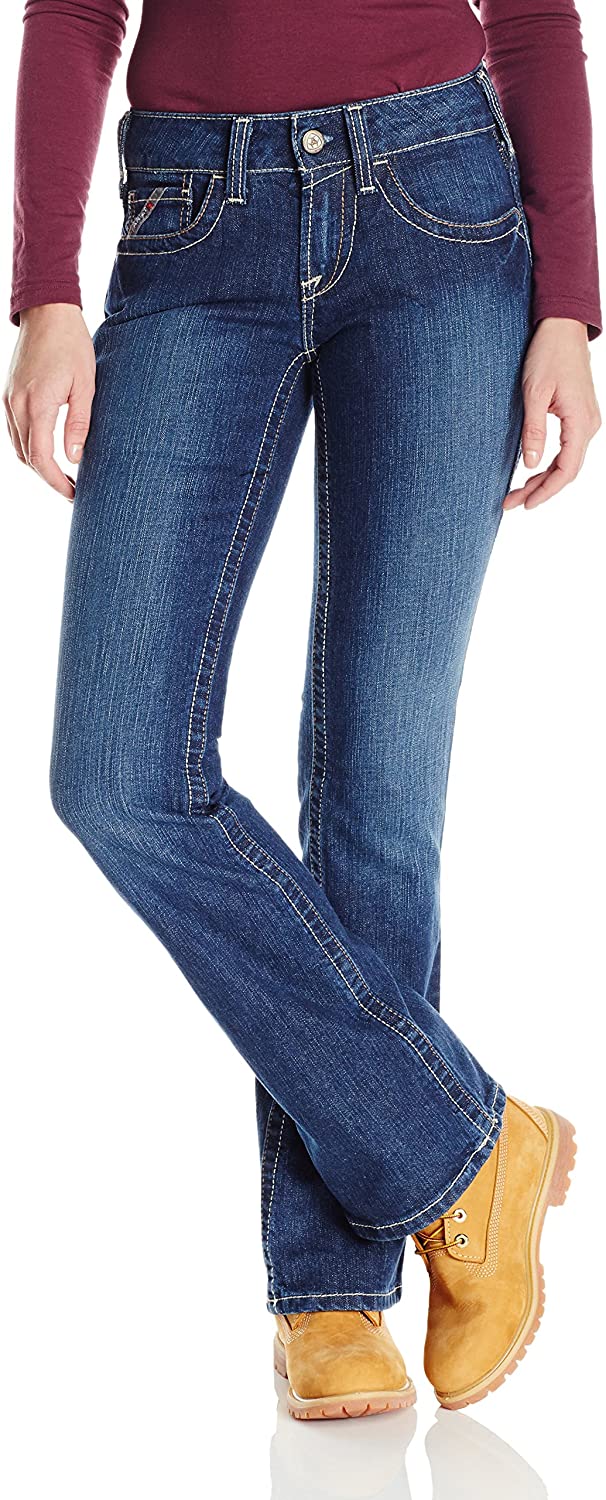Price:$89.95 ARIAT Women's Flame Resistant Mid Rise Bootcut Jean at Amazon Women's Jeans store