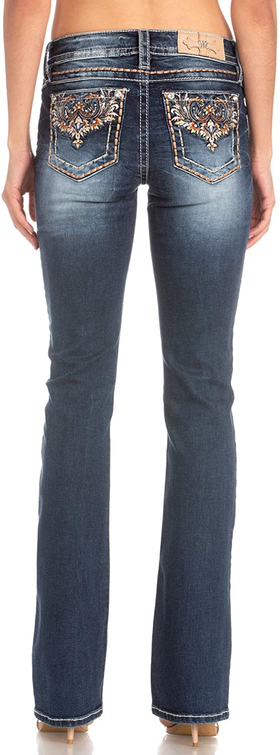 Price:$95.06    Miss Me Women's Chloe Boot Jeans with Western Embroidery Designs  Clothing