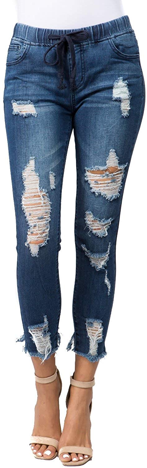 Price:$19.99 TwiinSisters Women's Stretch Knee Cut Denim Skinny Jogger Size Small to 3X at Amazon Women's Jeans store
