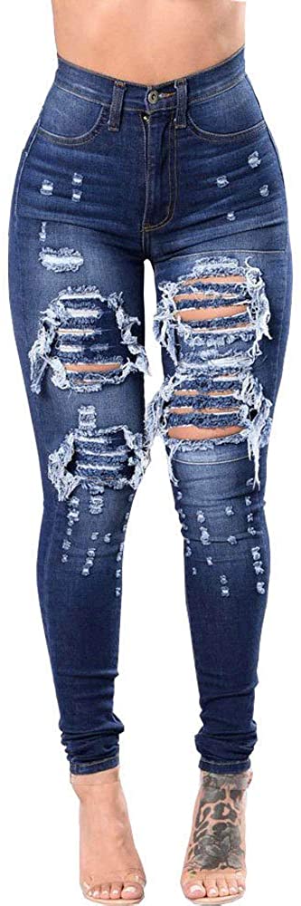 Price:$0.01 2020 Women's Ankle Skinny Jeans, Hight Waisted Skinny Hole Stretch Slim Calf Lenght Denim Pants by RQWEIN at Amazon Women's Jeans store