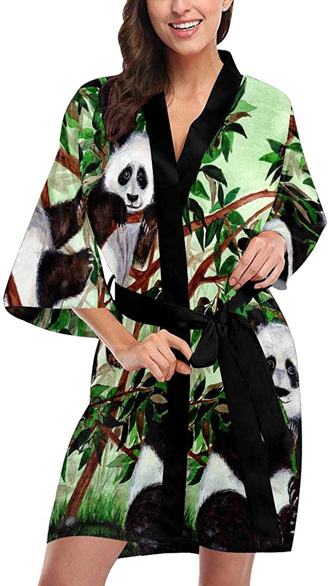 Price:$42.99 Custom Family of Pandas Watercolor Women Kimono Robes Beach Cover Up for Parties Wedding (XS-2XL) at Amazon Women’s Clothing store
