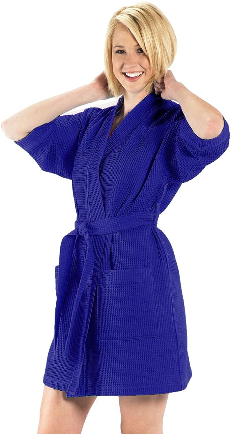 Price:$24.95    BY LORA Thigh Length Kimono Waffle Robe for Women, XXL Size, Navy Color  Clothing