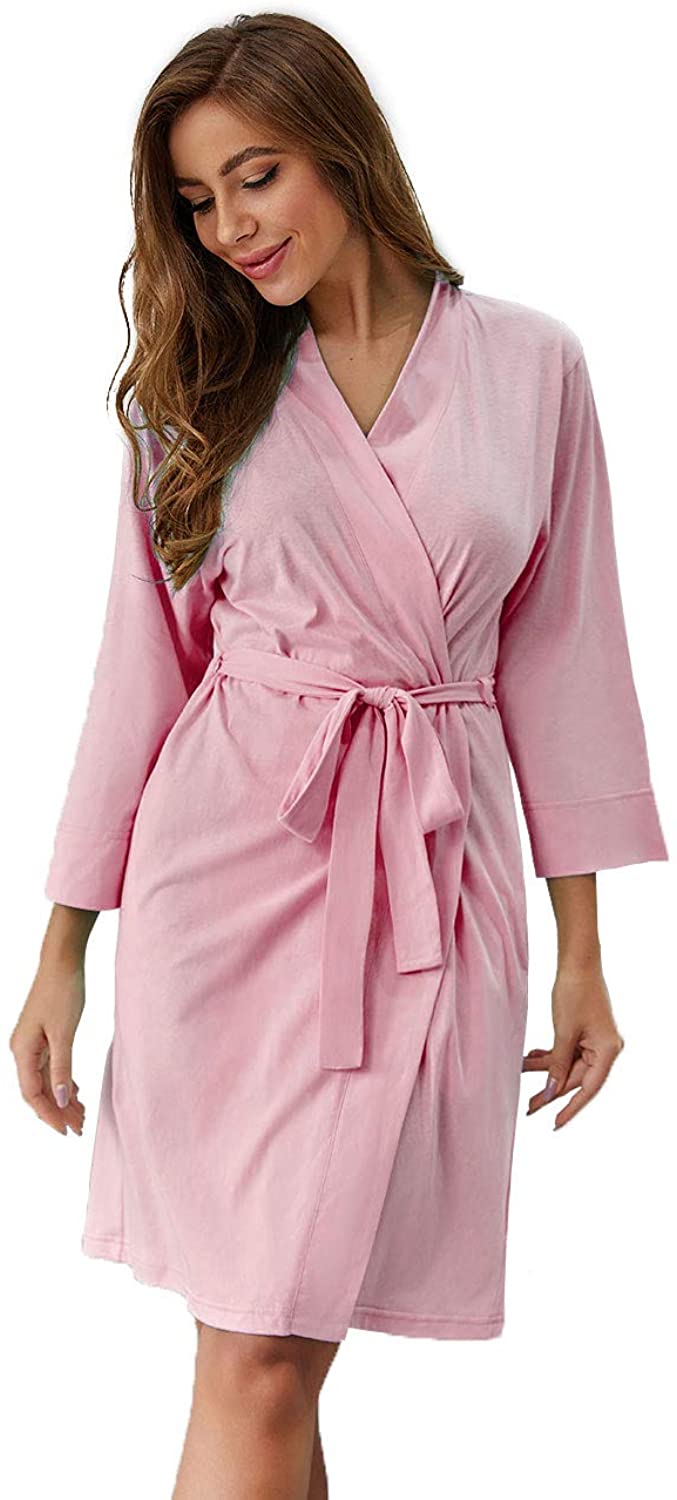 Price:$16.99 IZZY + TOBY Women's Lightweight Kimono Robe Soft Cotton Bathrobe Pocket Knit Sleepwear Longsleeve Lady Loungewear S-XL at Amazon Women’s Clothing store