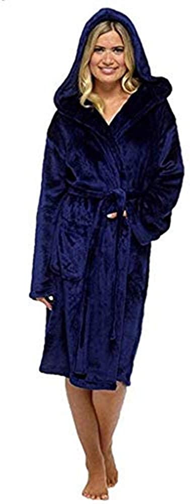 Price:$9.48 QBQCBB Women Winter Plush Lengthened Shawl Bathrobe Home Clothes Plus Size Long Sleeved Robe Coat for S-5XL at Amazon Women’s Clothing store