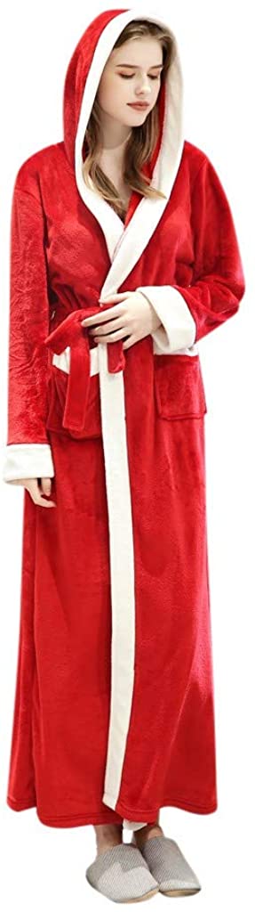 Price:$30.59    Couples Pacific Style Full Length Tall Hooded Turkish Cotton Bathrobe Red  Clothing
