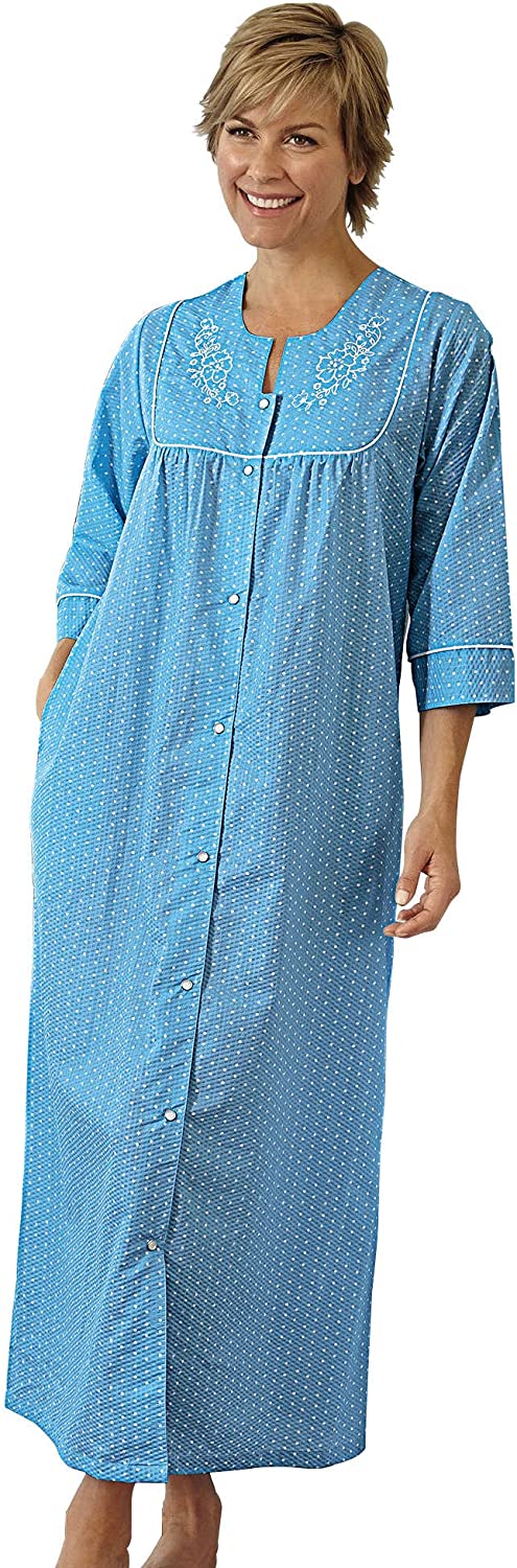 Price:$16.98 National Polka Dot Plisse House Coat at Amazon Women’s Clothing store
