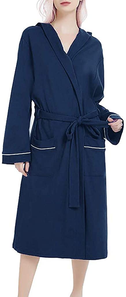 Price:$9.77 Women's Kimono Robes Cotton Lightweight Bath Robe Knit Bathrobe Soft Sleepwear V-Neck Ladies Nightwear with Belit at Amazon Women’s Clothing store