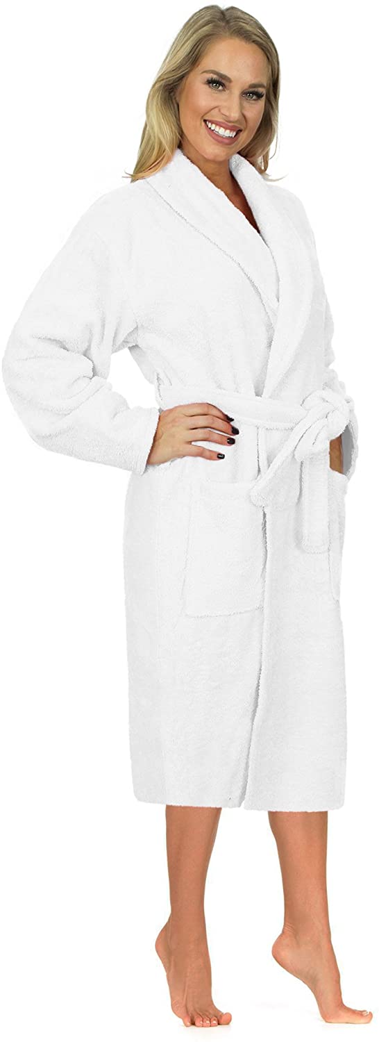 Price:$27.23 Indulge Terry Shawl Collar Luxurious Bathrobe for Women and Men, 100% Cotton, Made in Turkey at Amazon Women’s Clothing store