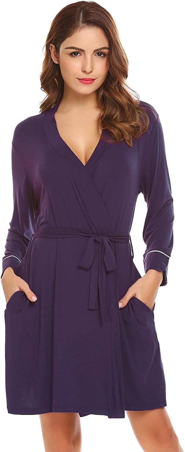 Price:$23.99 Acecor Women's Lace Trim Kimono Robe Nightwear Nightgown Sleepwear Knit Short Robe at Amazon Women’s Clothing store