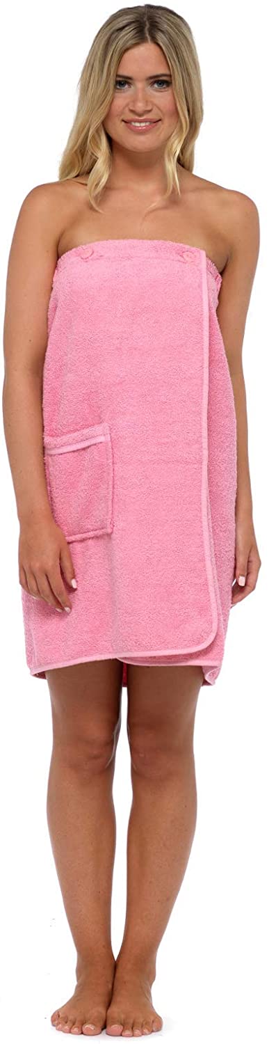 Price:$16.95    Lora Dora Womens Luxury 100% Cotton Toweling Bath Wrap Pink  Clothing