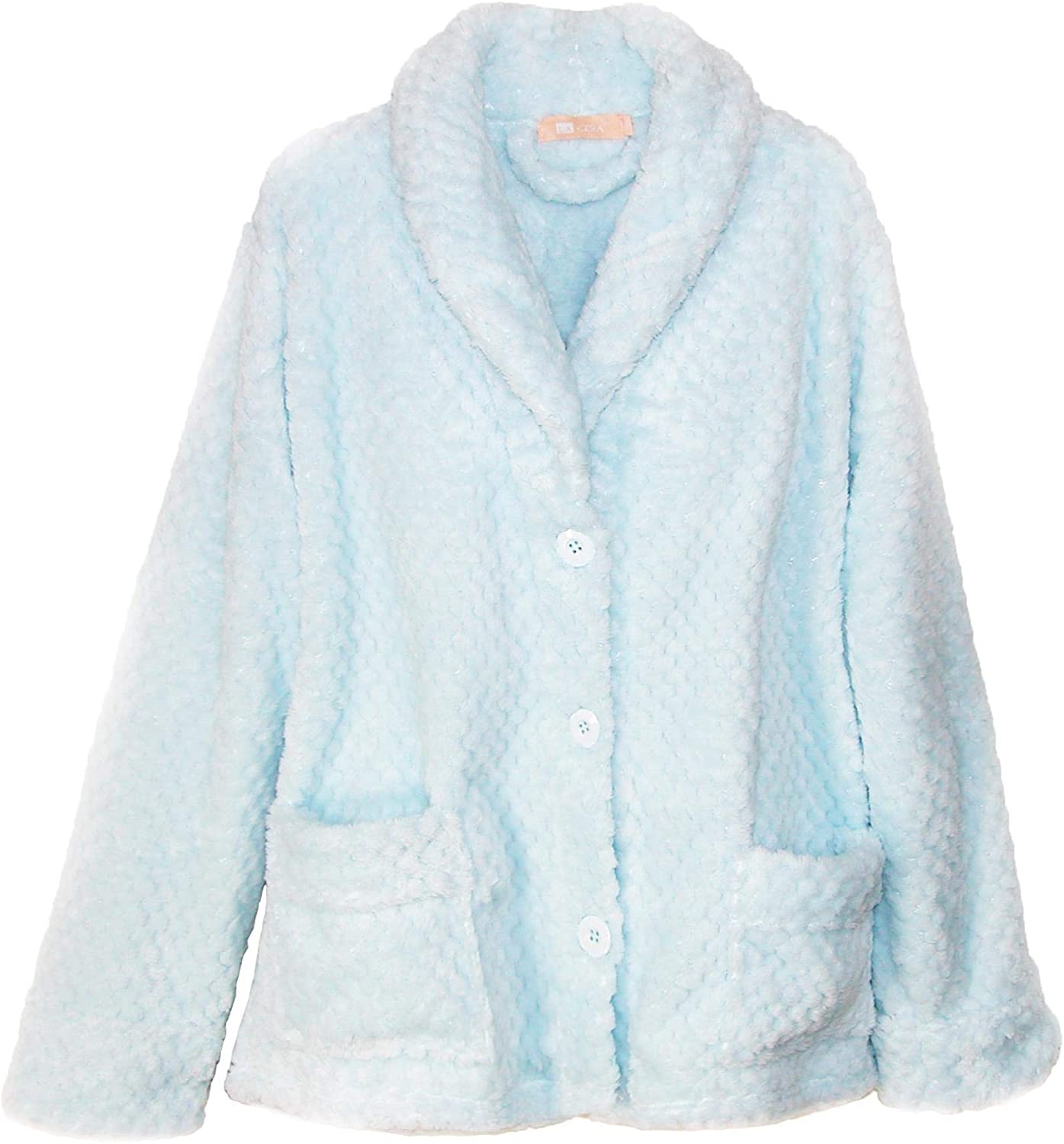 Price:$41.95 LA CERA Women's Plus Size Button Front Bed Coat, 1X, Blue at Amazon Women’s Clothing store