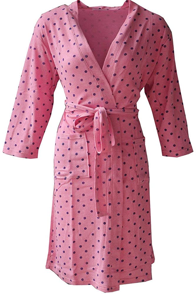 Price:$7.53 Waffle Knit 100% Cotton Knee Length Women Robe Kimono Spa Bathrobe with Pockets Long Sleeve Wheat Floral Printed White at Amazon Women’s Clothing store