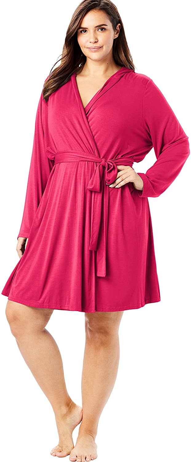 Price:$24.67 Dreams & Co. Women's Plus Size Short Hooded Robe at Amazon Women’s Clothing store
