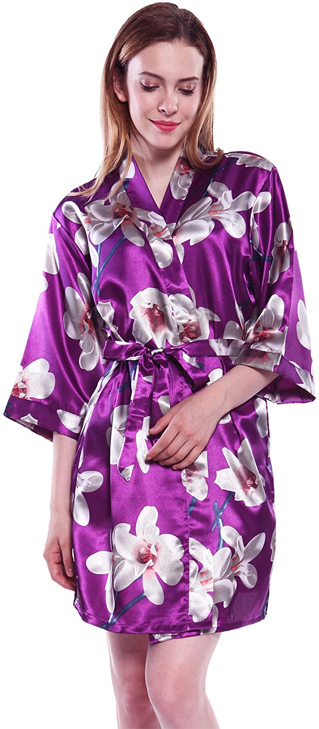 Price:$9.99 I Frogee Women's Floral Kimono Robe SR-14 at Amazon Women’s Clothing store