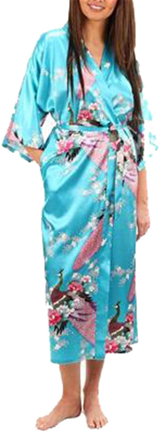 Price:$21.86 Satin Robes Brides Wedding Robe Sleepwear Silk Bathrobe Animal Rayon Long Nightgown Kimono XXXL at Amazon Women’s Clothing store