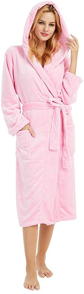 Price:$9.99 iTLOTL Women's Winter HoodedLengthened Plush Shawl Bathrobe Sleepweer Long Sleeved Coat at Amazon Women’s Clothing store