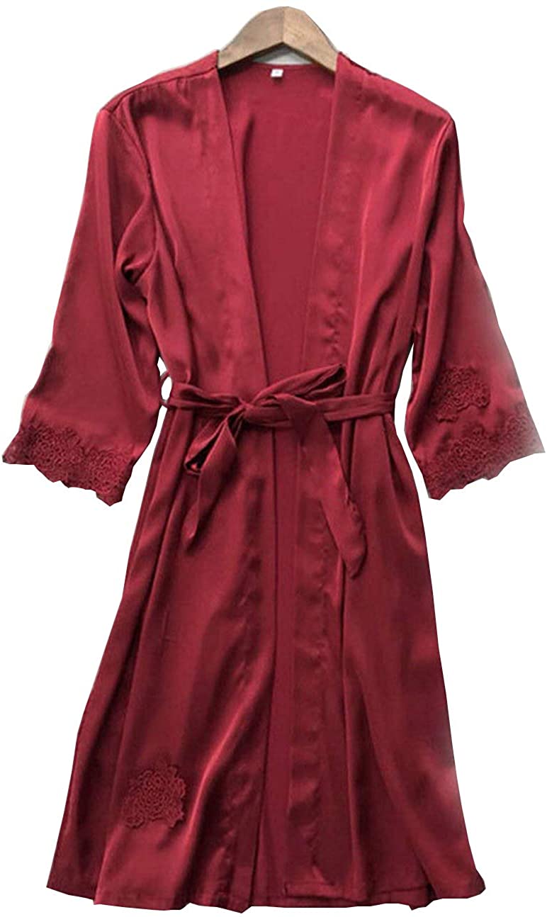 Price:$6.88 Sexy Nighty Women Night Wear Sexy Ladies Bride Satin Sleepwear Pajamas Lace Robe One-Piece Silk Set at Amazon Women’s Clothing store