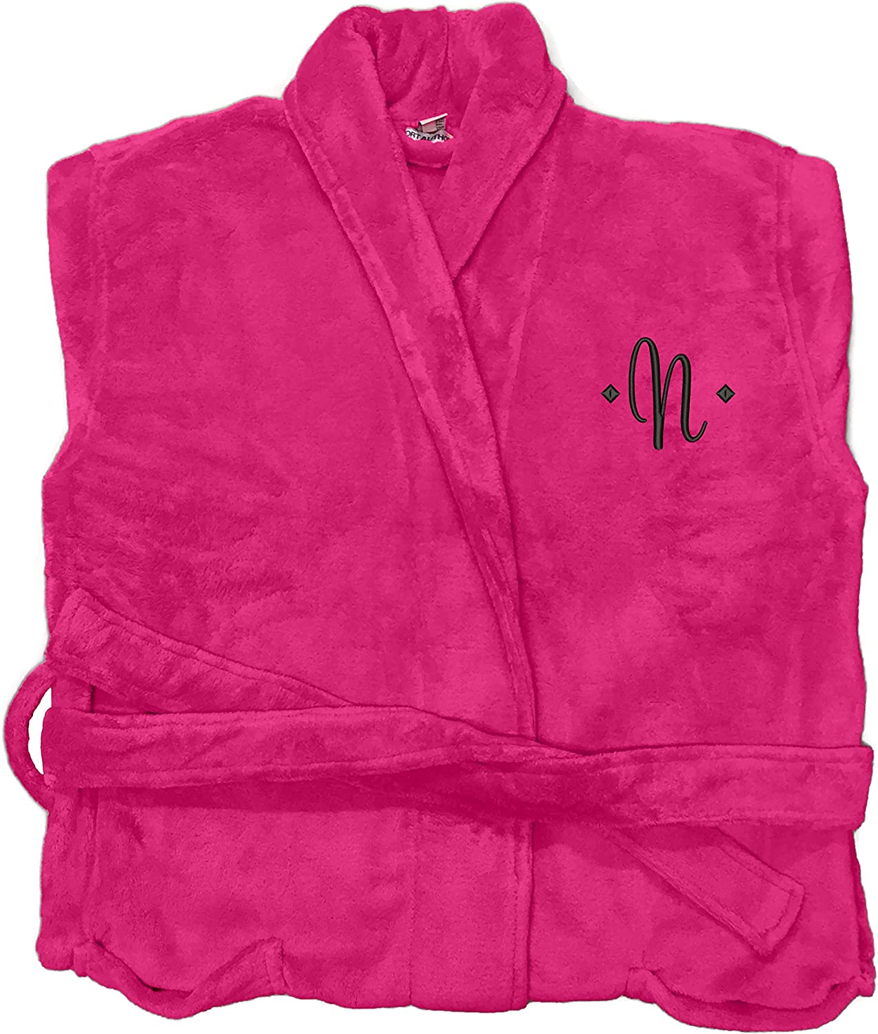 Price:$49.99 Monogrammed Microfleece Robe, Pink, with Embroidered Initial at Amazon Women’s Clothing store