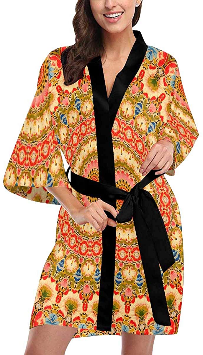Price:$42.99    Custom Lotus Mandala Black and White Women Kimono Robes Beach Cover Up for Parties Wedding (XS-2XL)  Clothing