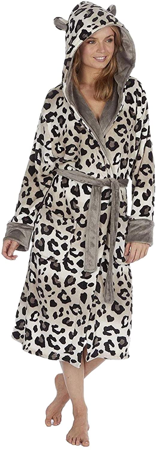 Price:$32.87 Womens Luxury Soft Coral Fleece Novelty Animal 3D Dressing Gowns with Hood at Amazon Women’s Clothing store