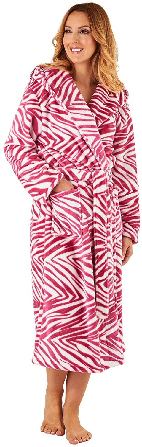 Price:$48.88 Slenderella GL8740 Women's Raspberry Pink Zebra Print Long Sleeve Robe at Amazon Women’s Clothing store