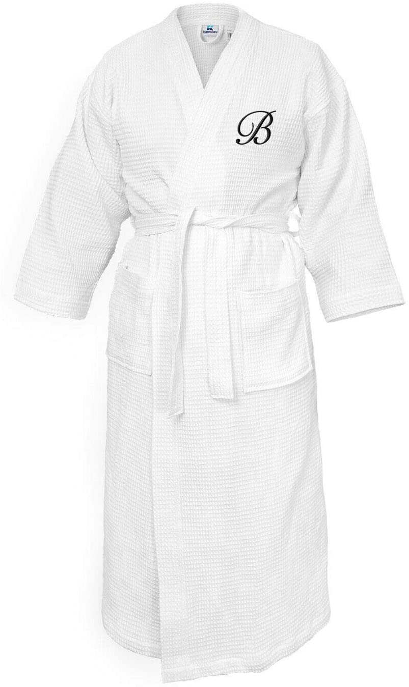 Price:$39.99    Kaufman -Personalized Waffle Kimono Elegant Bathrobe Embroidered Spa Robe 100% Cotton - Luxurious, Soft, Plush - Unisex/One Size Fits Most  Clothing