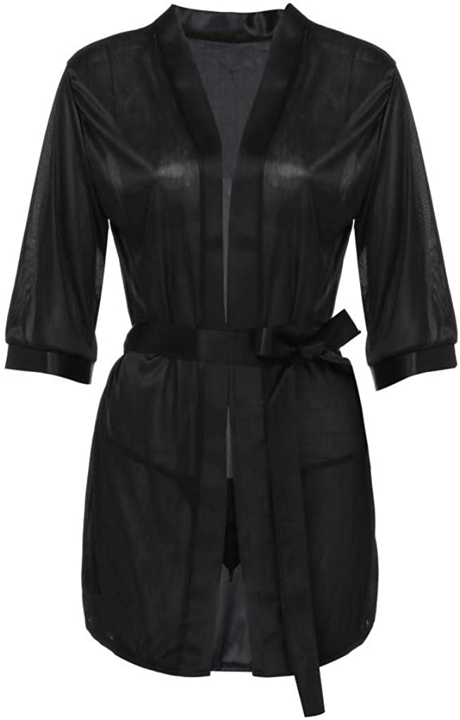 Price:$0.49 Women Satin Robe Summer Short Kimono Robe Silk Bathrobe Lingerie Nightgown Sleepwear Pajamas at Amazon Women’s Clothing store