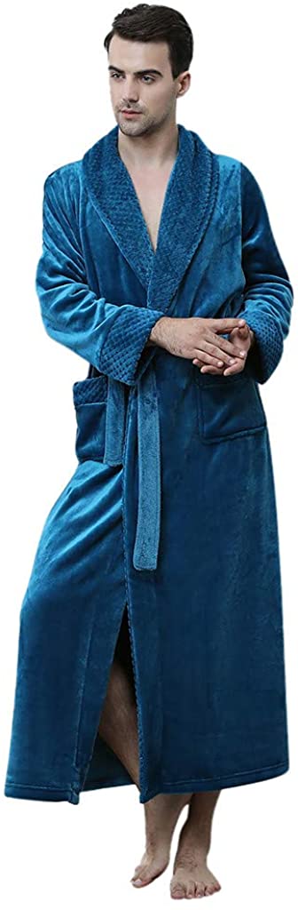 Price:$17.79 Women Men Kimono Flannel Bathrobe Unisex Winter Long Plush Fleece Robe, Soft Plush Bathrobe Fluffy Long House Coat at Amazon Women’s Clothing store
