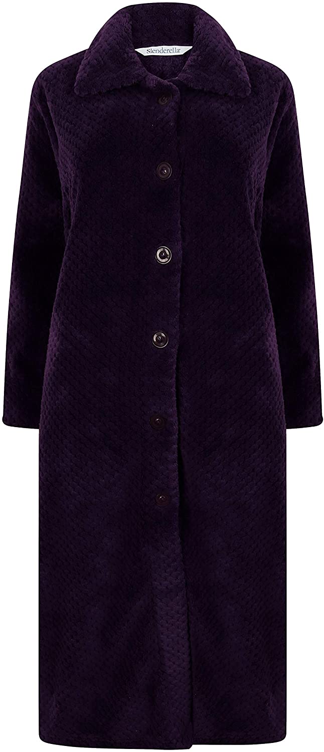 Price:$63.95 Slenderella Ladies 46"/116cm Long Soft Thick Waffle Fleece Button Up Robe Gown at Amazon Women’s Clothing store