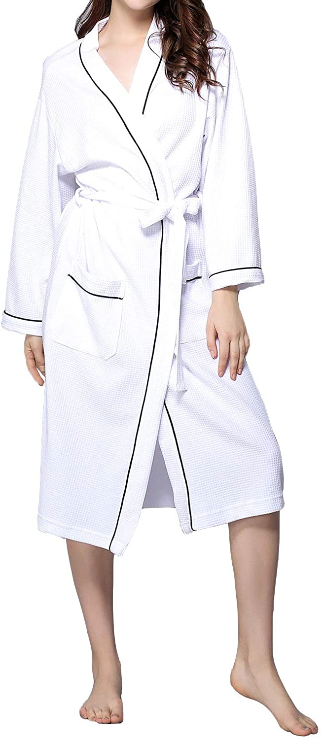 Price:$32.99 Lu's Chic Women's Waffle Robe Warm Cotton Kimono Robe Spa Pockets Bathrobe Long Loungewear at Amazon Women’s Clothing store