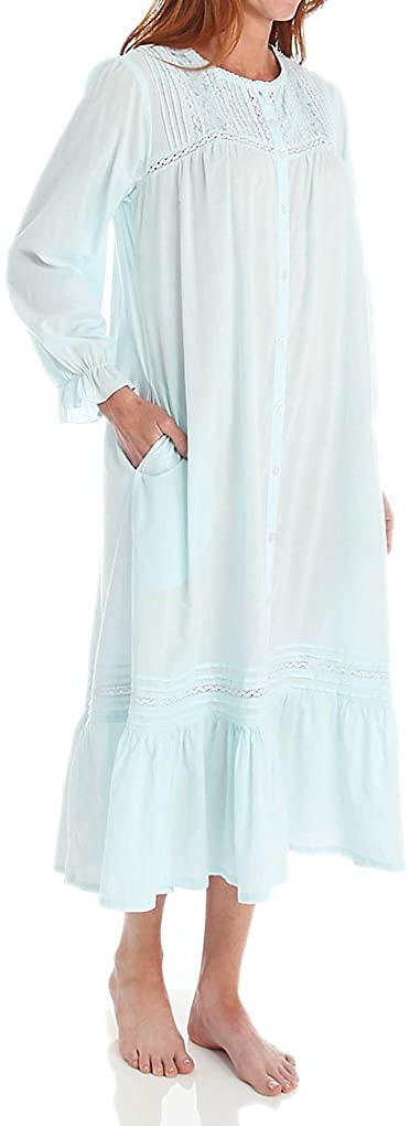 Price:$45.60 LA CERA Women's 100% Cotton Woven Crochet Long Sleeve Robe 1250R at Amazon Women’s Clothing store